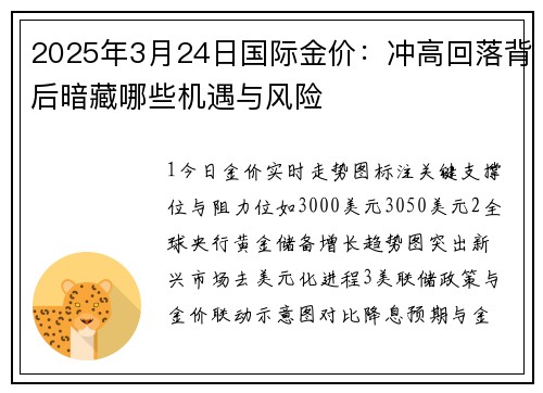 2025年3月24日国际金价：冲高回落背后暗藏哪些机遇与风险